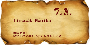 Timcsák Mónika névjegykártya